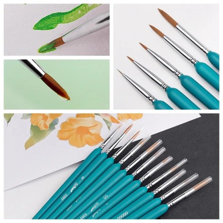 Набір пензликів для живопису та каліграфії, колонок, "волоча вовна" нейлон 100%, 11 штук
