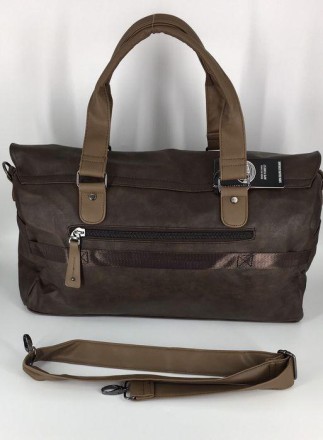 Сумка саквояж шкіряна, прошита, посилені ручки. APE Forest. Brown
