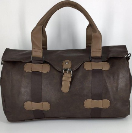 Сумка саквояж шкіряна, прошита, посилені ручки. APE Forest. Brown