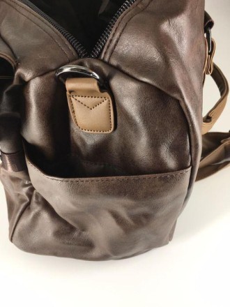 Сумка саквояж шкіряна, прошита, посилені ручки. APE Forest. Brown