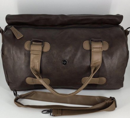 Сумка саквояж шкіряна, прошита, посилені ручки. APE Forest. Brown