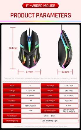 Маніпулятор ігровий миша USB, з підсвіткою Luminous Optical 3D Mouse