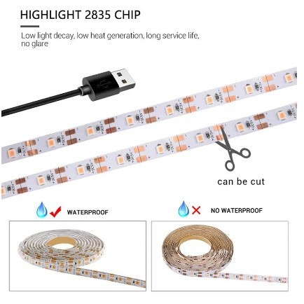 LED-фітострічка, фітолампа Full Spectrum USB 180 LED IP65 3 метри