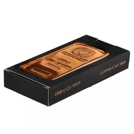 Слиток міді 1 кг, 999,9 Germania Mint. Серія, номер.  Голограма