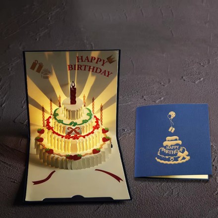 Листівка музична вітальня. 3D-кришка "З днем народження" тривимірний подарунок ручної роботи + конверт