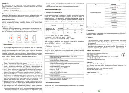 Тест на антиген коронавірусу AG SARS-COV-2, COVID-19 Wondfo W196. Метотод мазка з носа або горла.