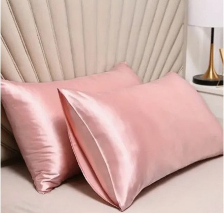 Наволочки атласні, шовкові 50х72, комплект 2 шт., "Pink Lady", рожеві