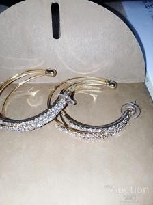 Сережки кільця зі стразами позолота