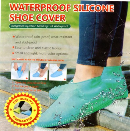 Калоші калоші силіконові, водонепроникні бахіли, Чохли для взуття. Чорні, салатові