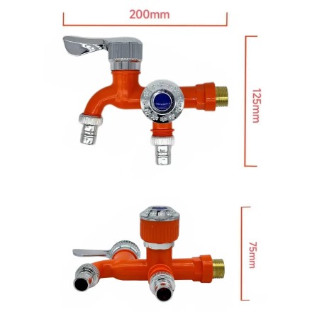 Змішувач із двома виходами та подвійним керуванням, фітинг на шланг для поливання, універсальний кран 1/2" для прання