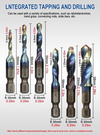Набір мітчиків із композитної сталі 4341 з титановим покриттям, 6 шт., HSS Drill Bit Set (High Speed Steel 4341)