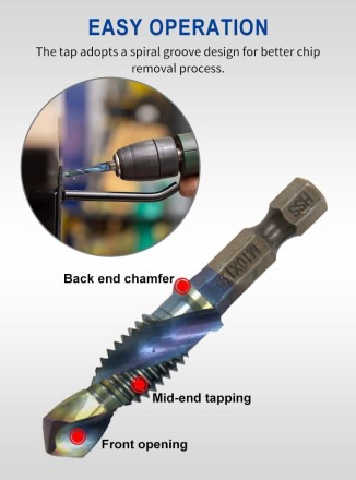 Набір мітчиків із композитної сталі 4341 з титановим покриттям, 6 шт., HSS Drill Bit Set (High Speed Steel 4341)