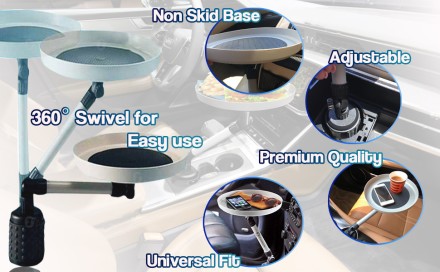 Столик в авто. Таця в машину в підсклянник. Трансформер 360 градусів