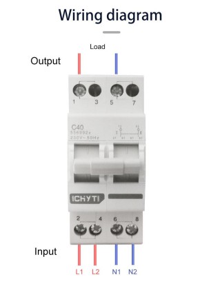 Перемикач навантаження перекидної рубільник CHYT MTS 40А 2Р дім і генератор