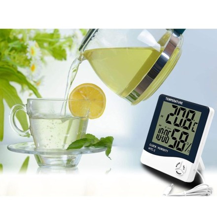 Цифровий термометр, гігрометр, метеостанція, тестер температури та вологості, годинник, будильник HTC-1