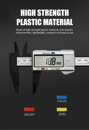 Вимірювач глибини протектора для автомобільних шин, цифровий 0-25,4 мм.