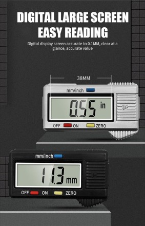 Вимірювач глибини протектора для автомобільних шин, цифровий 0-25,4 мм.