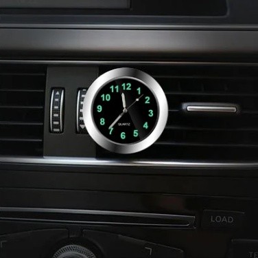 Годинник для авто, кварцовий, кришка неіржавка, чорний флуоресцентний циферблат 3М