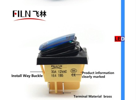 Кнопка IP67 — Водонепроникний кулісний перемикач KCD4, неіржавка сталь 30 А