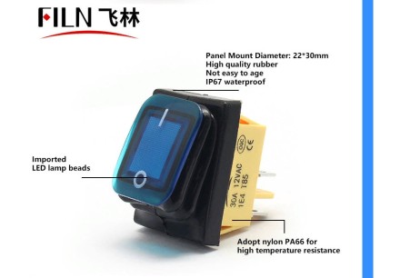Кнопка IP67 — Водонепроникний кулісний перемикач KCD4, неіржавка сталь 30 А