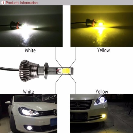 Світлодіодні лампи для протитуманок і головного світла H7 Double Color Eristar COB White/Yellow COB 3600 Lm