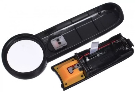 Лупа ручна Magnifier MG6B-2A кругла з LED-підсвіткою, 8Х, діам-37 мм