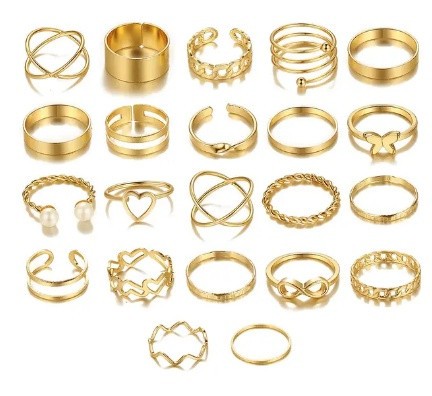 Новий набір модних елегантних кілець 22 в 1 СЕРИЯ "Cool jewelry"  (Класна біжутерія)