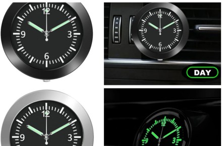 Годинник для авто, кварцові, кришка неіржавка, флуоресцентний циферблат. Солідний вигляд.