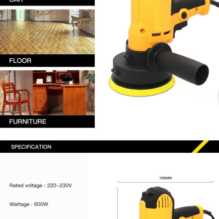 Електрична полірувальна машинка 500-3500 об/хв 600 Вт