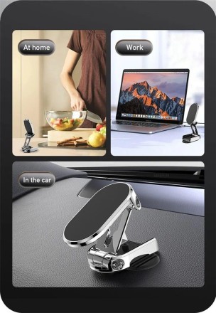 УНІВЕРСАЛЬНИЙ магнітний тримач-підставка для телефона 360 Metal SUPER STRONG (посилені магніти) 6 x N45)