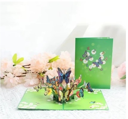 Листівка вітальня. 3D-кришка в стилі Орігамі Танабата, "Метелик" "Butterfly" тривимірний подарунок ручно