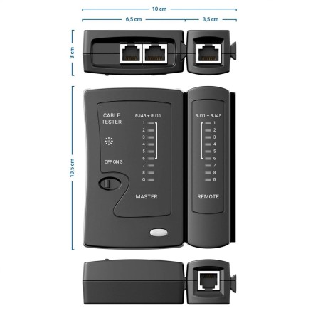 Тестер мережевого кабелю Ethernet ZoeRax для LAN RJ45 Cat5 Cat5e Cat6 Cat6a Cat7 UTP/екранованого кабелю та RJ