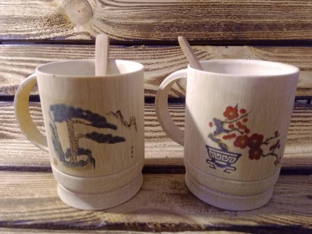 Кухоль (чашка) з бамбука. Авторський розпис. Ручна робота