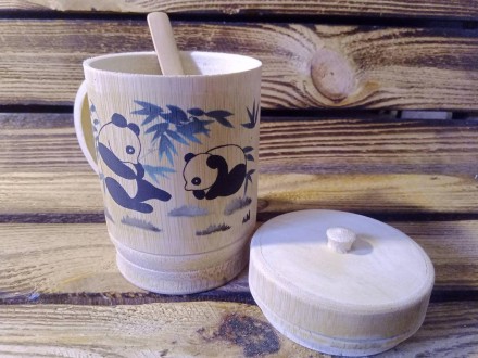 Кухоль (чашка) з бамбука. Авторський розпис. Ручна робота