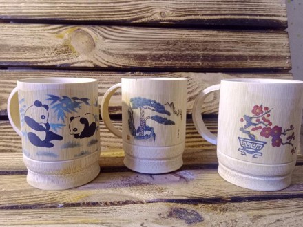 Кухоль (чашка) з бамбука. Авторський розпис. Ручна робота