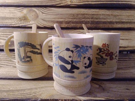 Кухоль (чашка) з бамбука. Авторський розпис. Ручна робота