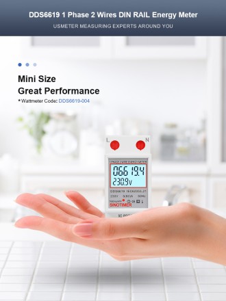 Однофазний електро лічильник на DIN рейку з LED-екраном Sinotimer 80А DDS6619-004 з підсвіткою екрана