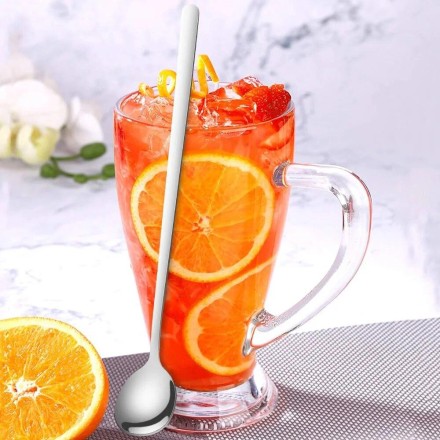 Комплект десертних ложок, коктейльних ложок, довга ручка, нержавійка 18/8, 6 шт.