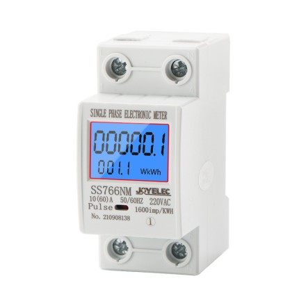 Однофазний лічильник на DIN рейку з LED-екраном JOYELEC 60 А з підсвіткою екрана. Струм в амперах і кіловатах