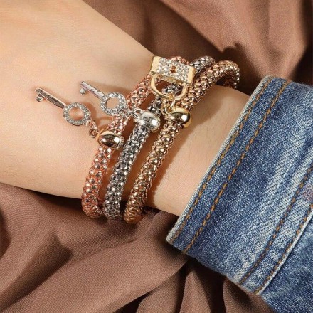 Браслет із підвіскою шармом "Heart Lock Key" OneSize