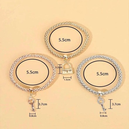 Браслет із підвіскою шармом "Heart Lock Key" OneSize