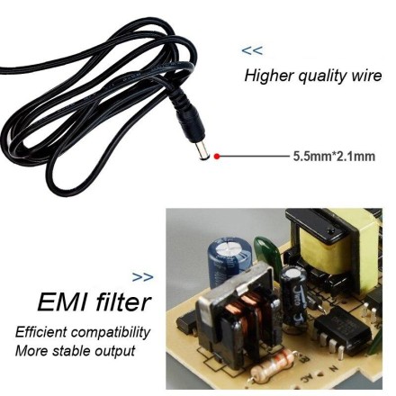 Імпульсний адаптер живлення 12 V 3 А (9 Вт) штекер 5.5/2.5 EMI Filter