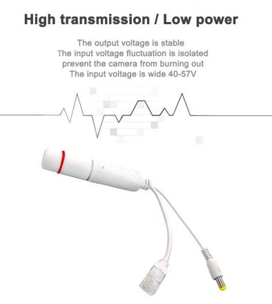 Розгалужувач POE 48 В на 12 В, водонепроникний відео та адаптер живлення, мідь, EMI-фільтр