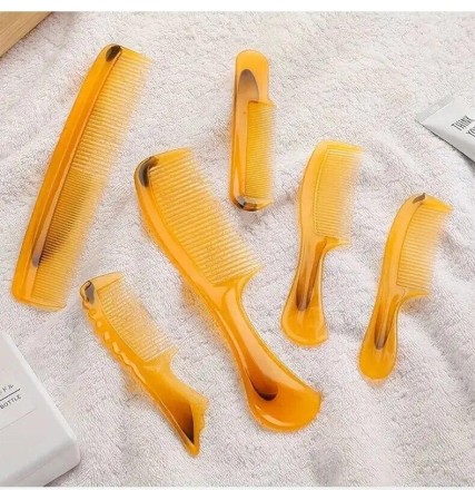 Набір із 10 гребенів із побутових сухожиль жовті, антистатичні, потовщені та міцні