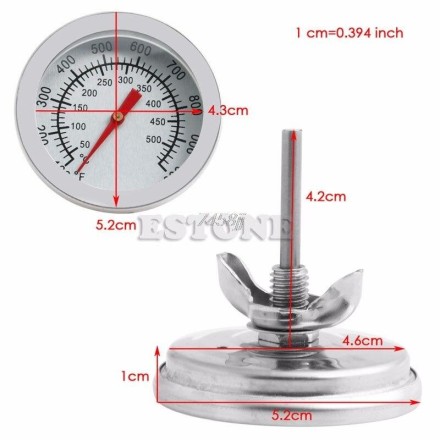 Термометр для гриля, коптильні, барбекю, 50-500C з неіржавкої сталі BBQ