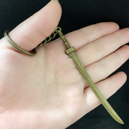 Брелок "Самурайський меч", "Катана" довжина 10,7 см, бронза, найвища деталізація. Міцне кільце.