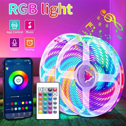 Набір LED Світлодіодна стрічка 5V Bluetooth Multi Rgb 5050 Light Strip 3m Світломузика, караоке, мікрофон, таймі