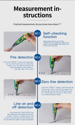 ТЕСТЕР ІНДІКАТОР ФІФРОВИЙ ДЕТЕКТОР постійного та змінного струму 12-250V