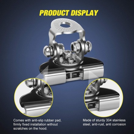 Потужний кріпильний кронштейн, затискач, кріплення з неіржавкої сталі. На капот, на багажник, на двері.