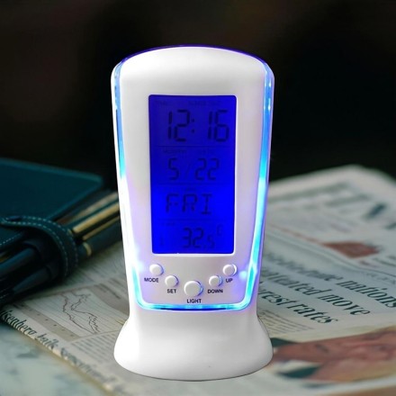 Годинник будильник термометр хронограф з LED-підсвіткою Square Clock DS-510